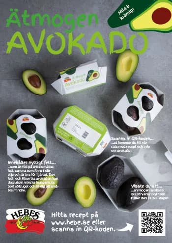 Butiksskylt: Hebe Ätmogen avokado i 2-pack