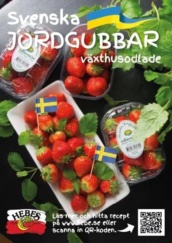 Butiksskylt: Svenska växthusodlade jordgubbar